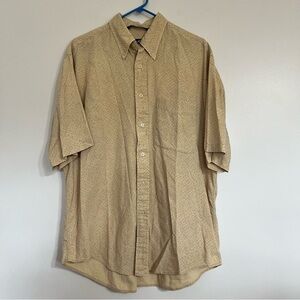 Men’s Nautica Made In USA Short Sleeve Button Down Shirt Yellow Patterned Size L